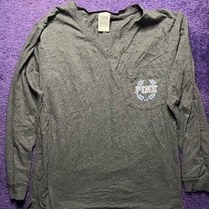 Grey and periwinkle Pink Victoria’s Secret V neck long sleeve shirt